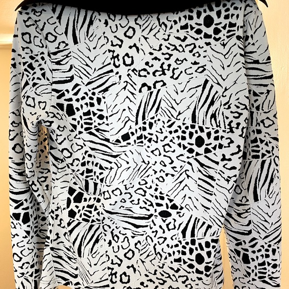 NWT Stera Black & White Zip Stretch Blouse/Jacket - Picture 2 of 5